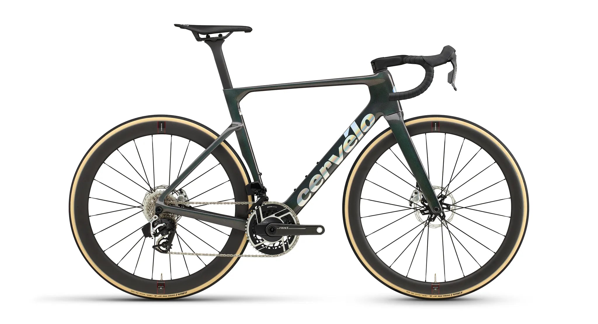Cervélo Rennrad schwarzer Rahmen, Scheibenbremsen, aerodynamisches Design, ideal für Rennradfahrer.