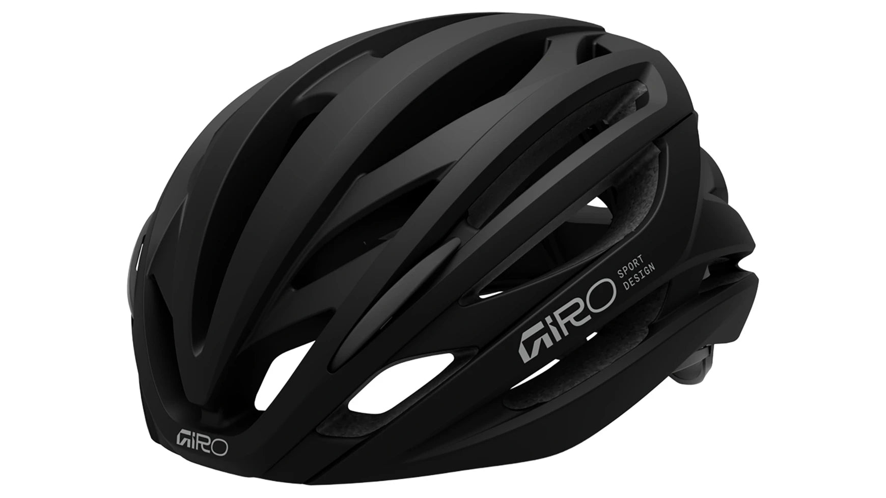Schwarzer Giro Fahrradhelm, aerodynamisch, mit Belüftungsschlitzen. Ideal für Radsportler und Freizeitradler.