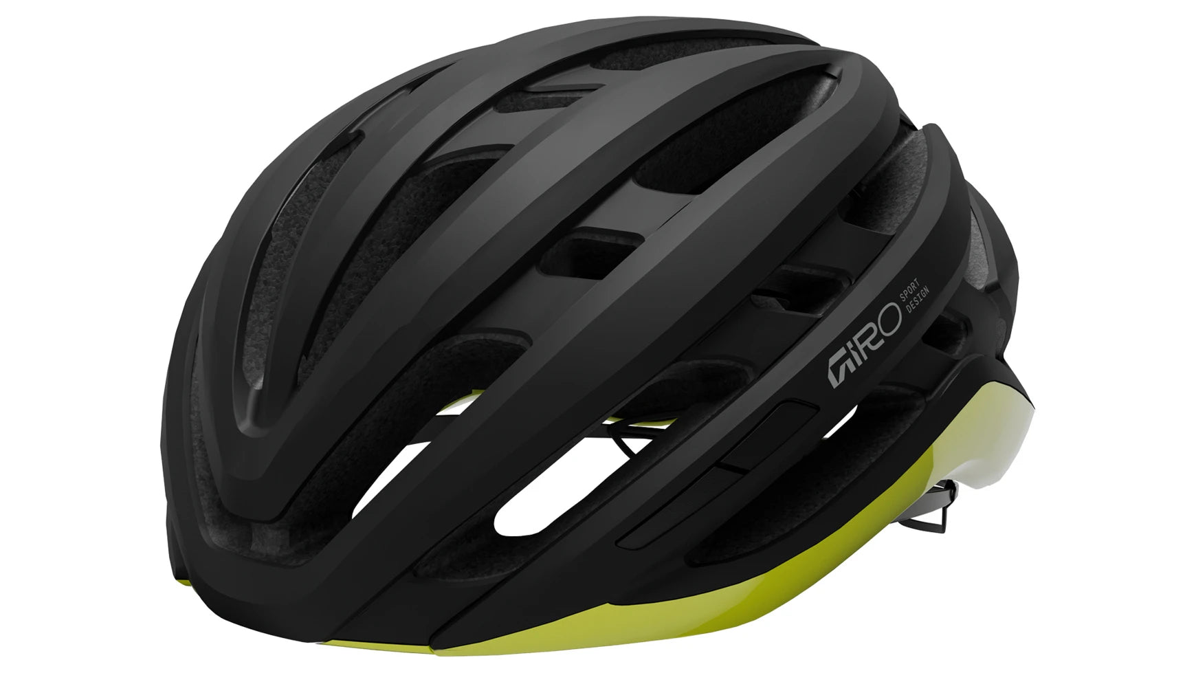 Schwarzer Fahrradhelm von Giro, Modell mit Belüftungsschlitzen, für Radfahrer.