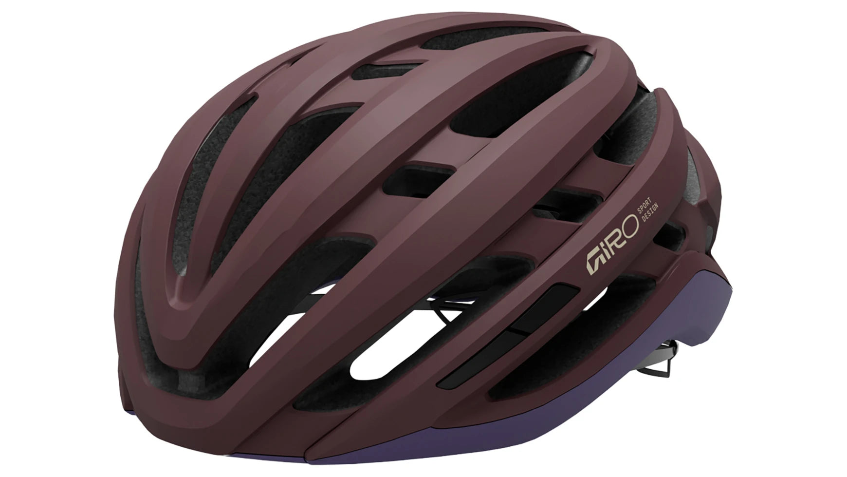Lila Fahrradhelm von Giro mit Belüftungsschlitzen, geeignet für Radsport-Enthusiasten. Modellname nicht erkenntlich.