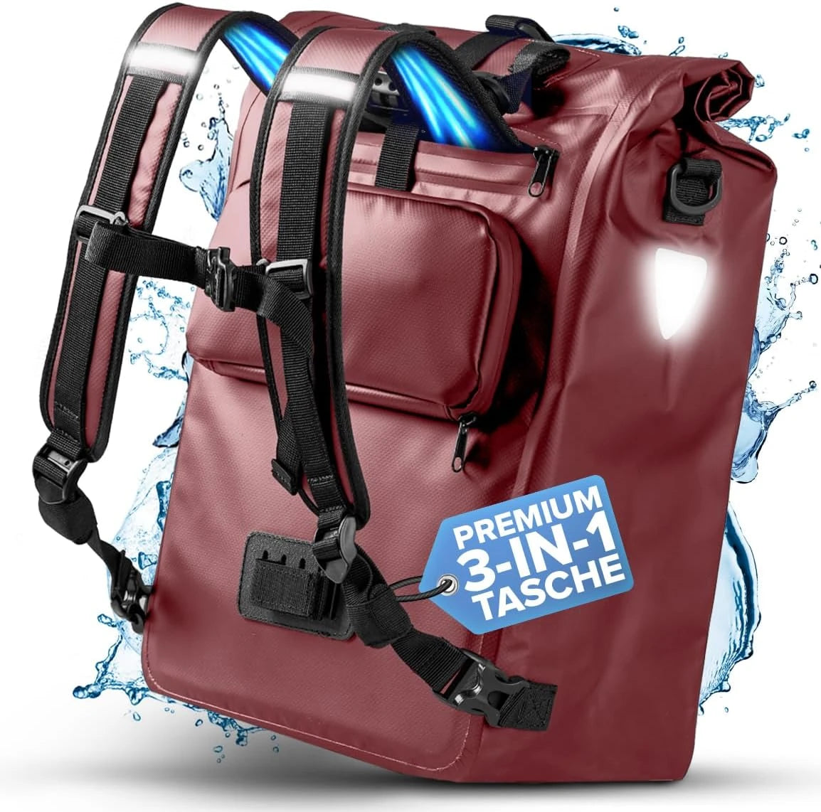 Büchel 3in1 Gepäckträgertasche wasserdicht rot- Liquid-Life