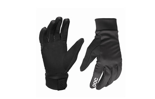 Schwarze Langfingerhandschuhe von POC, geeignet für Radfahren oder Outdoor-Aktivitäten bei kühlerem Wetter.