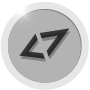 Grauer runder Button mit stilisiertem schwarzen Pfeilsymbol in der Mitte, sieht aus wie ein Kontrollknopf.