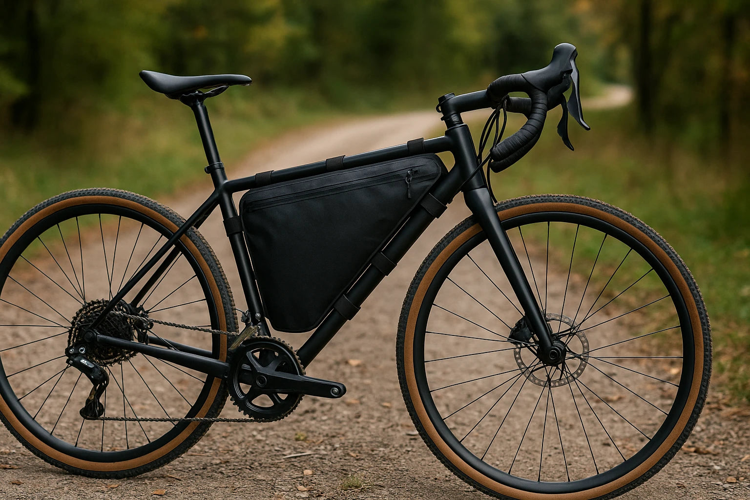 Fahrrad Rahmentasche: Gravelbike mit einer montierten Rahmentasche