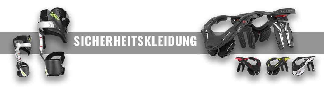 Motorrad-Sicherheitsbekleidung: Knie- und Nackenschützer von Leatt für Schutz bei Offroad-Aktivitäten.