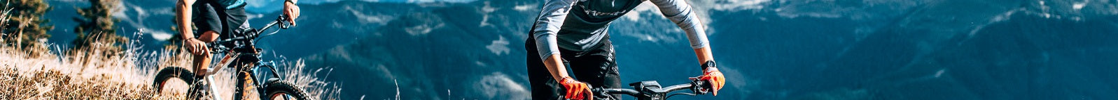 Zwei Personen fahren Haibike HardNine Mountainbikes auf einem Bergweg, umgeben von malerischer Landschaft.