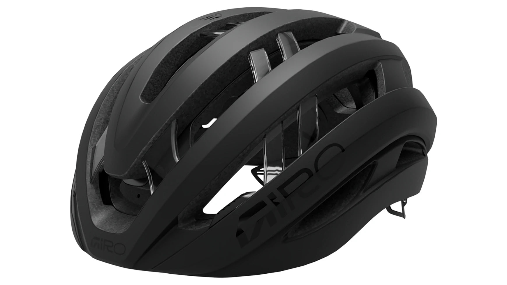 Schwarzer Fahrradhelm von Giro mit belüfteter, aerodynamischer Form, ideal für Radsportler.