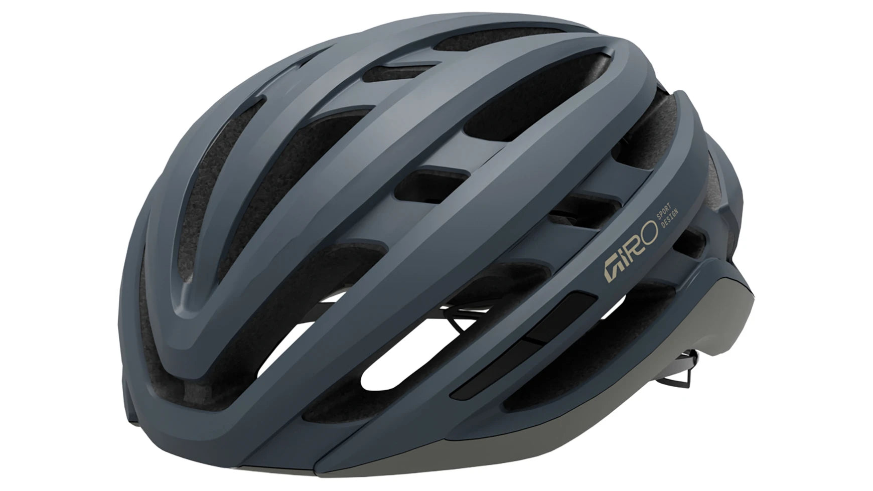 Grauer Fahrradhelm von Giro mit Belüftungsöffnungen, ideal für Radfahrer.