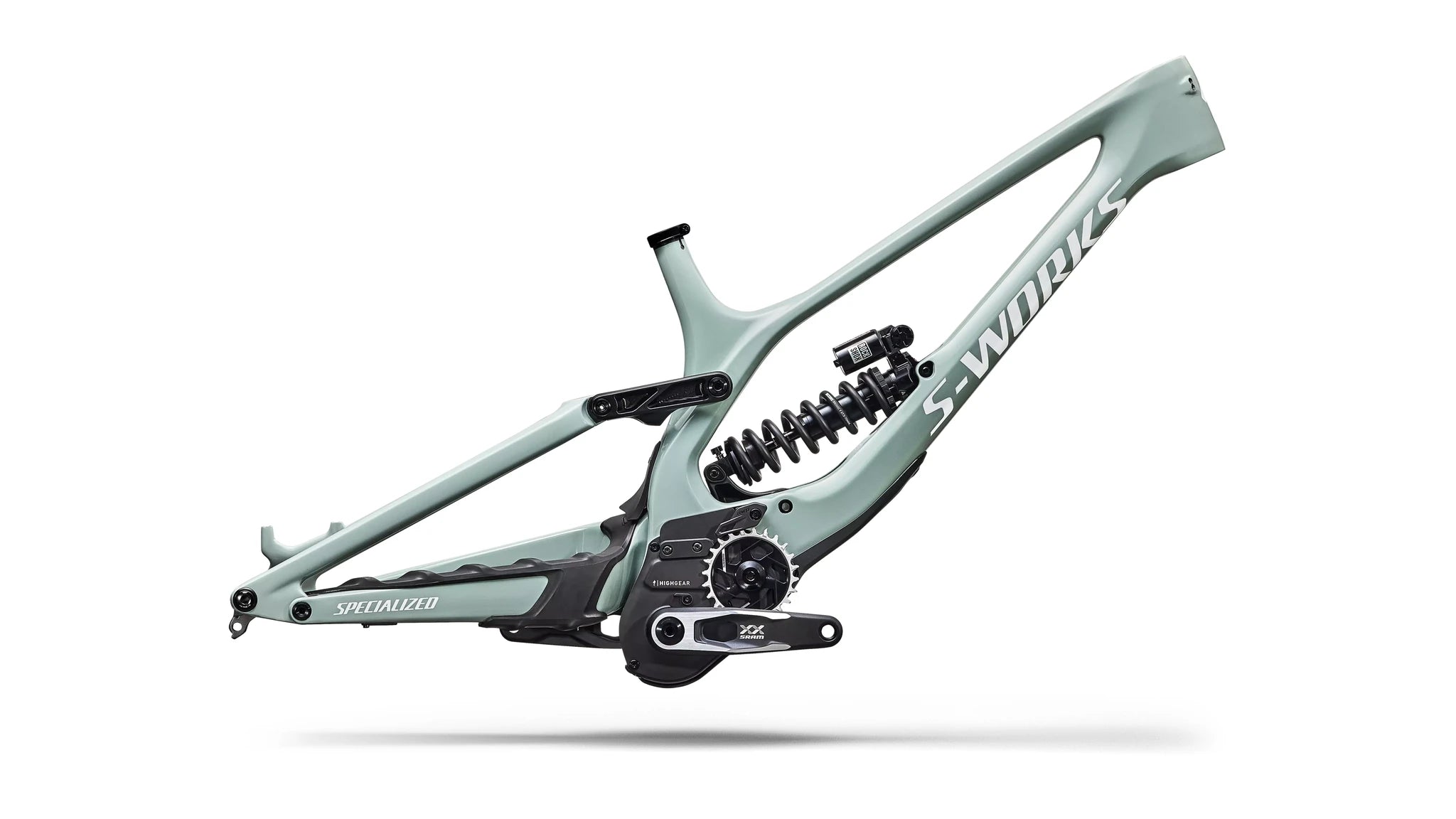 Specialized Demo 11 S-Works Rahmen - Gloss Agave Grey / Metallic White Silver