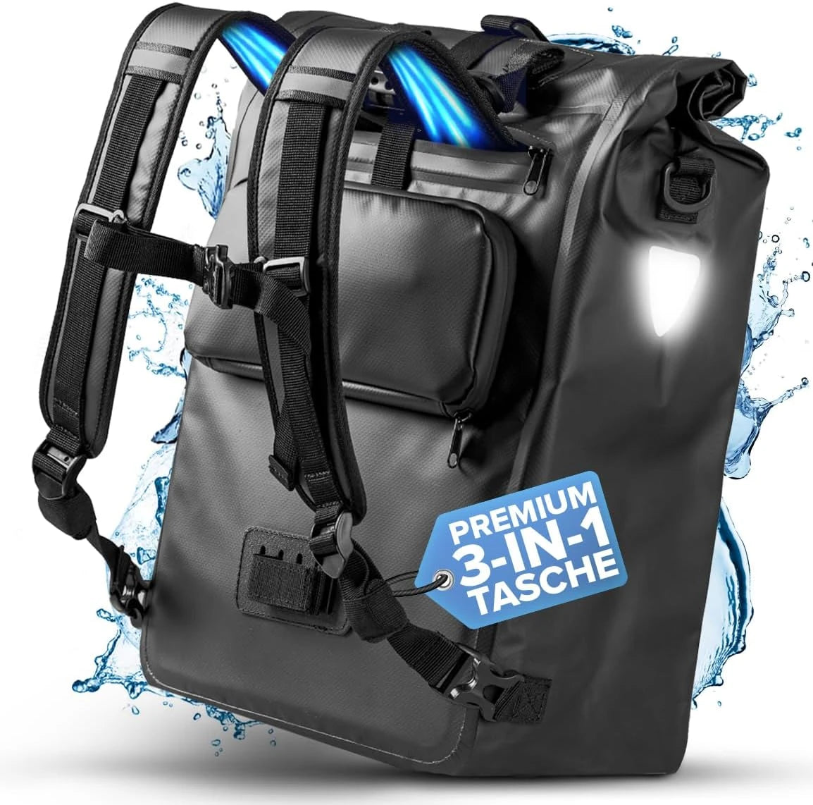 Büchel 3in1 Gepäckträgertasche wasserdicht schwarz- Liquid-Life