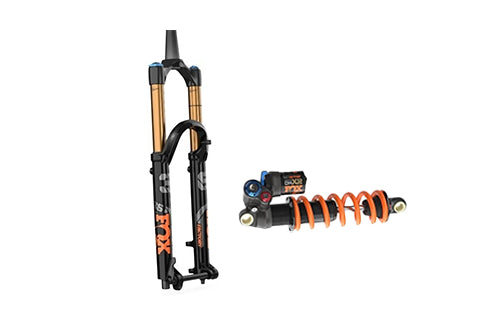 Fox 36 Federgabel und Fox DHX2 Dämpfer für Mountainbikes, geeignet für anspruchsvolle Mountainbike-Strecken.