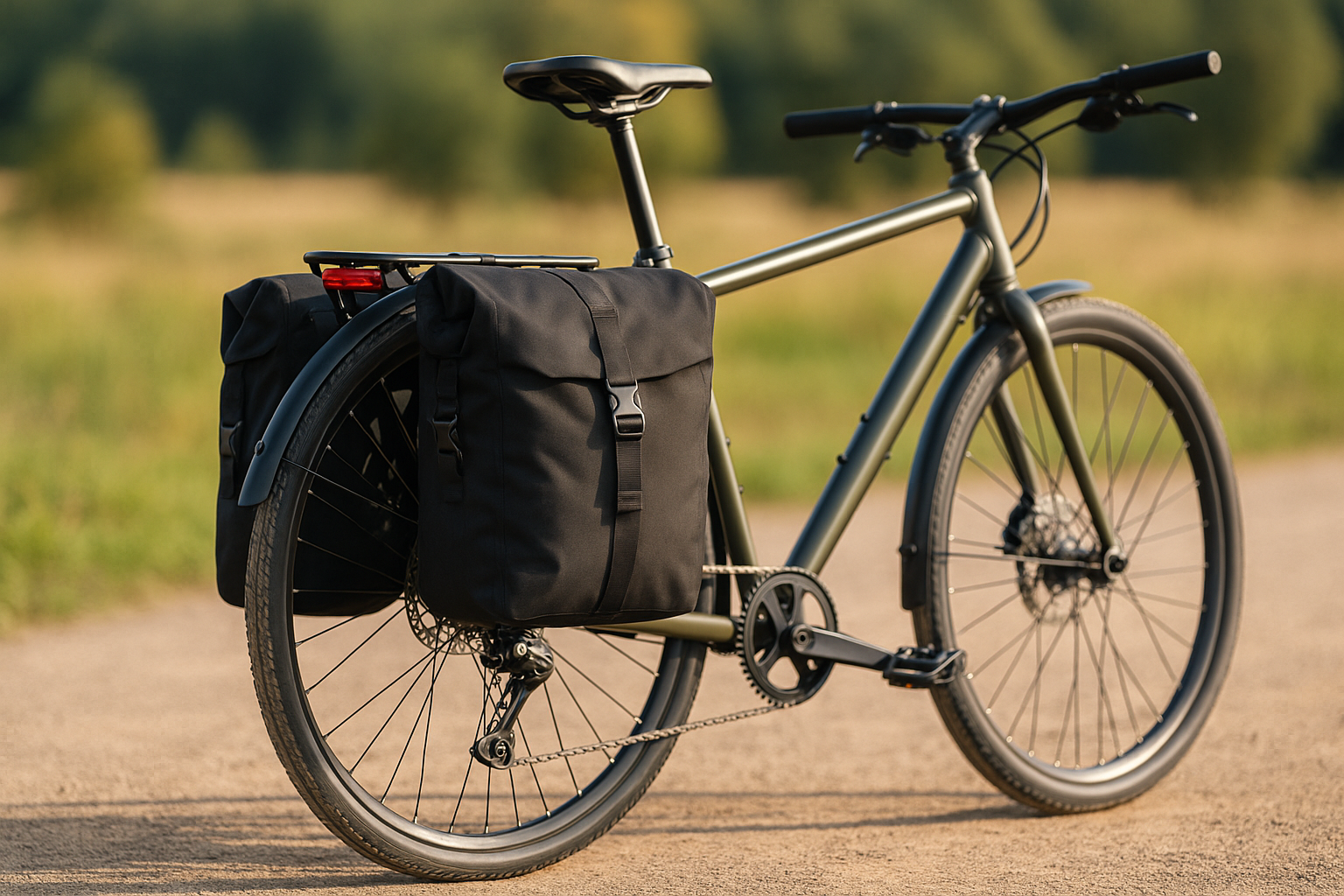 Fahrrad Gepäckträgertasche montiert auf einem City/ Urbanbike