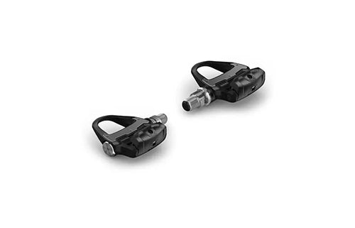 Schwarze Fahrradpedale mit Leistungsmessung, geeignet für Rennräder, Modell und Marke nicht erkennbar, für Radenthusiasten.