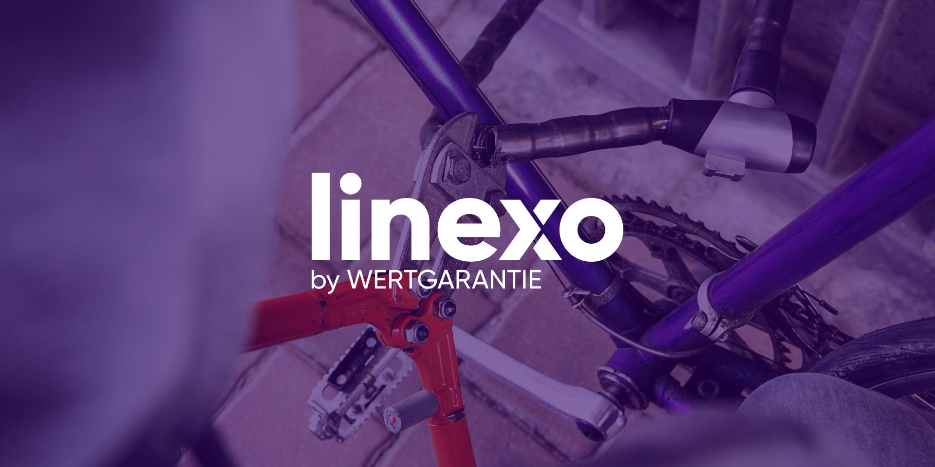 Linexo Logo im VOrdergrund, Bike welches geklaut wird im hintergrund