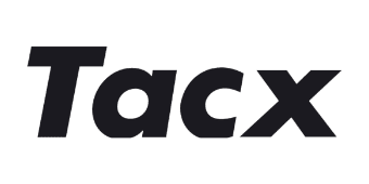 Tacx-Logo, schwarzer Schriftzug auf transparentem Hintergrund, Hersteller von Fitness- und Trainingsgeräten.