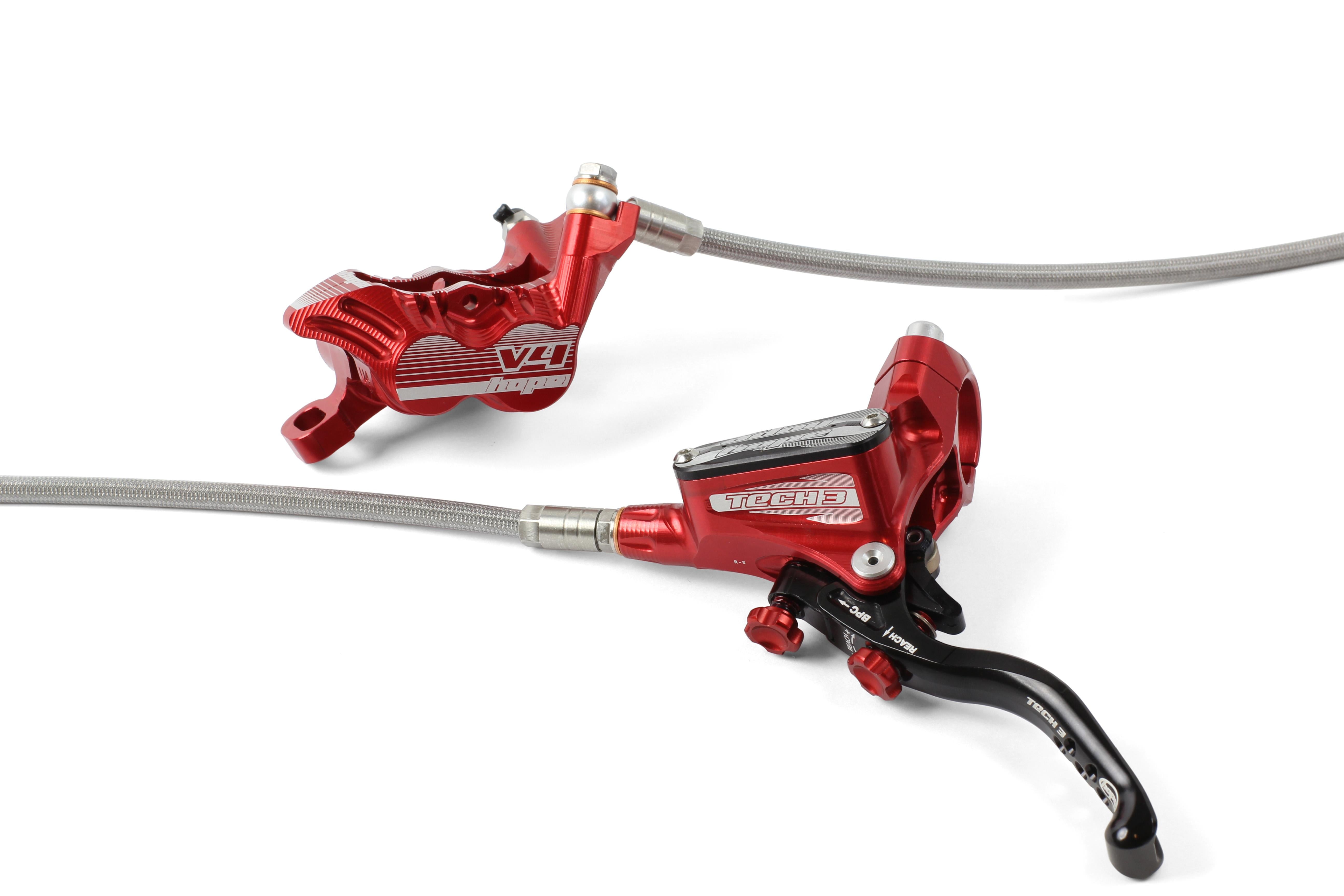 HOPE Tech 3 V4 Stahlflexleitung VL - Liquid-Life #Wähle Deine Farbe_Rot